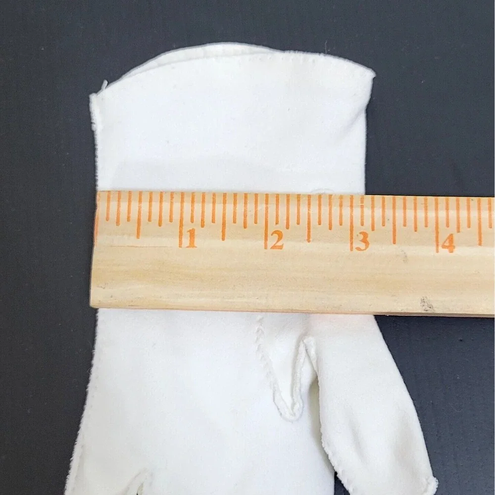Vintage White Dress Gloves Size 7‎ German Beaded Cotton Double Woven Japan